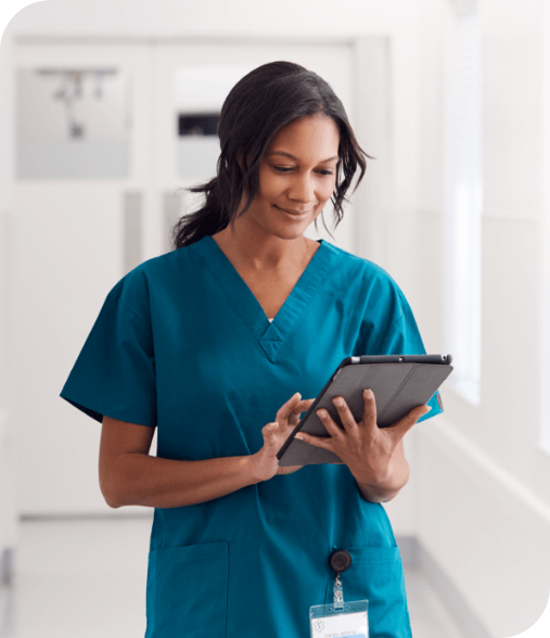 nurse viewing ipad