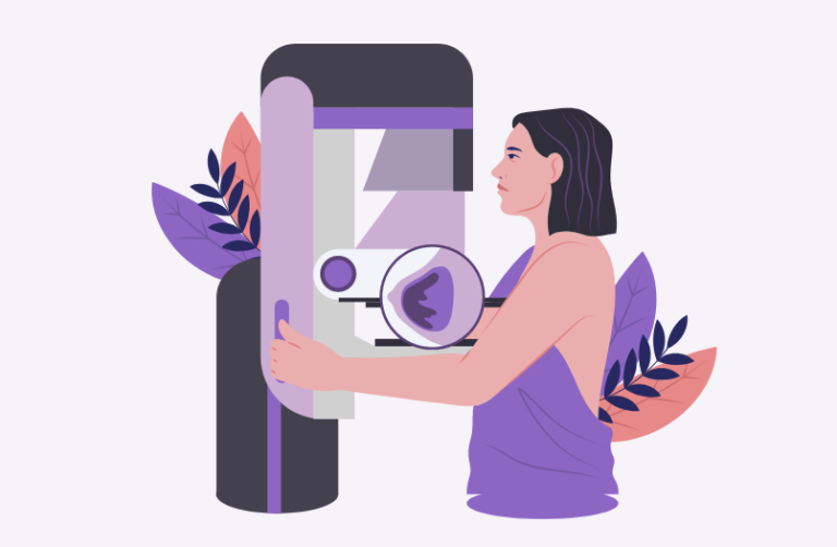 women having a mammogram